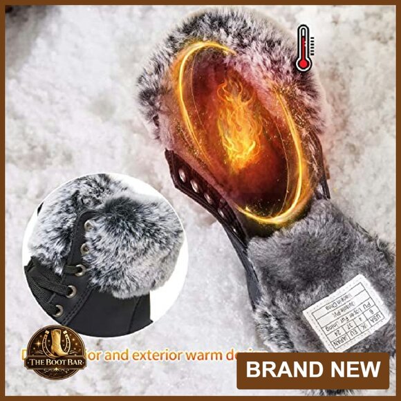 Women's Winter Snow Boots Fur Lined Waterproof Ankle Booties - Picture 5 of 8